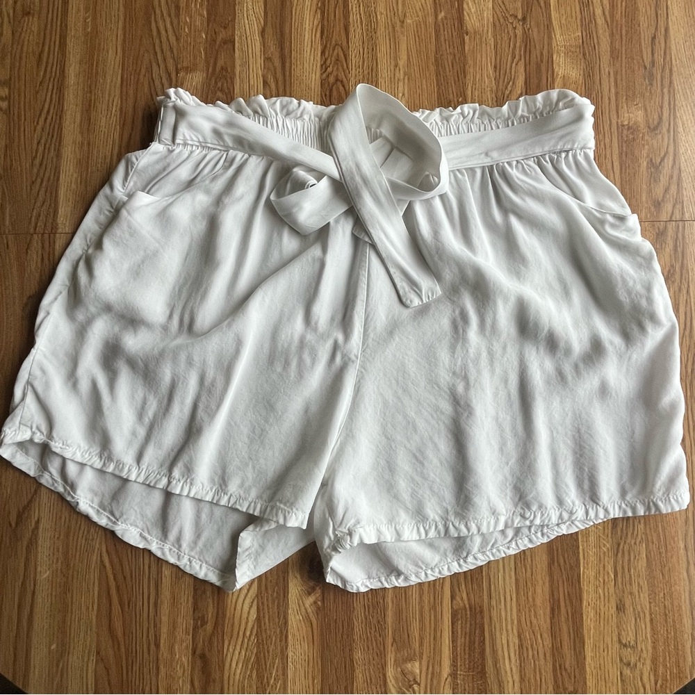 Swim suit cover up. White Tie-Waist Shorts